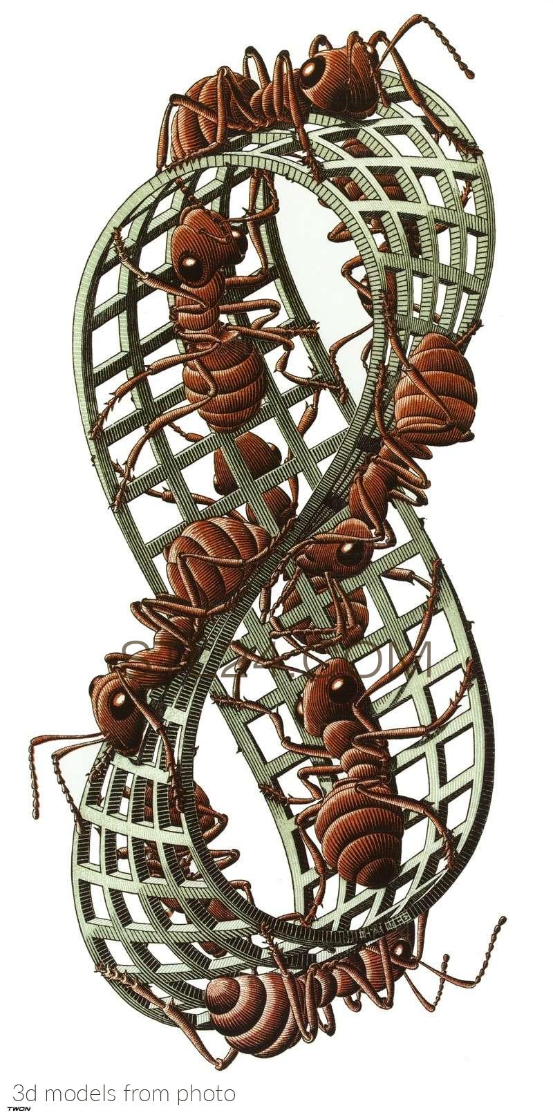 Maurits Escher (MAURITS ESCHER-0151 -  | 3D model 3DSMAX / OBJ / STL) 3D model for CNC machine